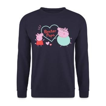 Peppa Pig Design Best Dad With Peppa & Daddy Pig - Unisex Sweatshirt - navy - Front - Alina (178cm) & Michal (187cm)