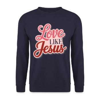 Love like Jesus - christliches Design Glaube Gott - Unisex Pullover - Navy - Vorne - Alina (178cm) & Michal (187cm)