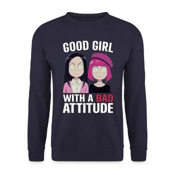 Une bonne fille avec une mauvaise attitude - Sweat-shirt Unisexe - marine - Devant - Alina (178cm) & Michal (187cm)