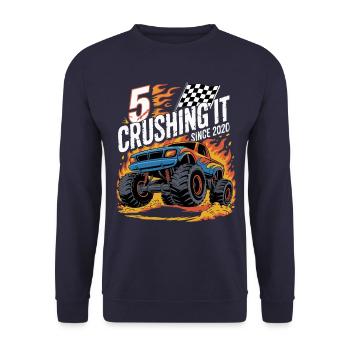 5. Geburtstag Monstertruck – Crushing It 2020 - Unisex Pullover - Navy - Vorne - Alina (178cm) & Michal (187cm)