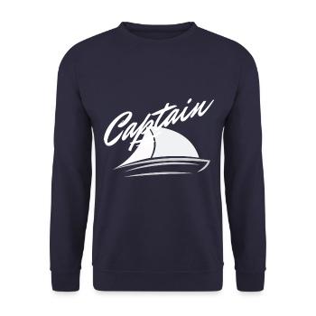 Captain T-Shirt for Sailor and Skipper Sailboat - Unisex Sweatshirt - navy - Front - Alina (178cm) & Michal (187cm)