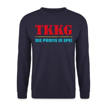 TKKG Die Profis In Spe! Buntes Logo - Unisex Pullover - Navy - Vorne - Alina (178cm) & Michal (187cm)