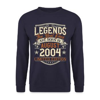 August 2004 Born Legends Birthday - Unisex Sweatshirt - navy - Front - Alina (178cm) & Michal (187cm)