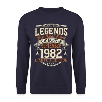 September 1982 Born Birthday - Unisex Sweatshirt - navy - Front - Alina (178cm) & Michal (187cm)