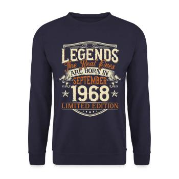 Septembre 1968 Anniversaire de naissance - Sweat-shirt Unisexe - marine - Devant - Alina (178cm) & Michal (187cm)