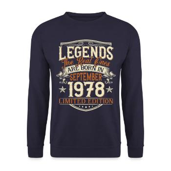 Septembre 1978 Anniversaire de naissance - Sweat-shirt Unisexe - marine - Devant - Alina (178cm) & Michal (187cm)