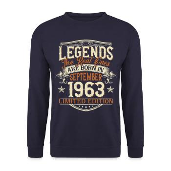 Septembre 1963 Anniversaire de naissance - Sweat-shirt Unisexe - marine - Devant - Alina (178cm) & Michal (187cm)