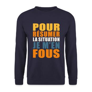 Je m'en fous cadeau humour laxiste cool no stress - Sweat-shirt Unisexe - marine - Devant - Alina (178cm) & Michal (187cm)