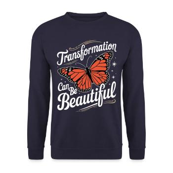 Schmetterling Monarchfalter Bunt Schmetterlinge - Unisex Pullover - Navy - Vorne - Alina (178cm) & Michal (187cm)