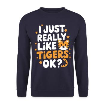 Tiger Tier Zoo Wildtier - Unisex Pullover - Navy - Vorne - Alina (178cm) & Michal (187cm)