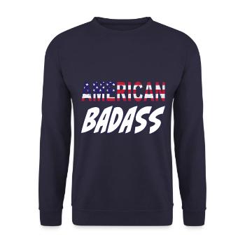 American Badass - vrai mec américain! - Sweat-shirt Unisexe - marine - Devant - Alina (178cm) & Michal (187cm)