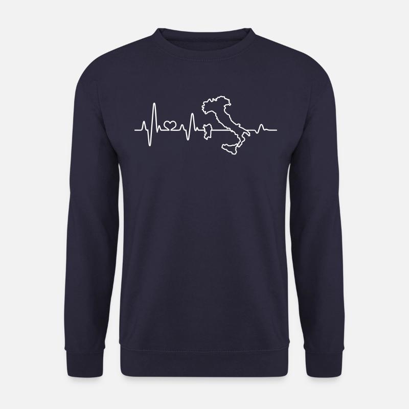 Italien Umriss Karte Herzschlag Herz Liebe - Unisex Pullover - Navy