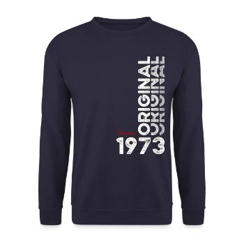 52ème anniversaire cadeau mari Original février 1973 - Sweat-shirt Unisexe - marine - Devant - Alina (178cm) & Michal (187cm)