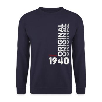 85. Geburtstag Geschenk Mann Original Februar 1940 - Unisex Pullover - Navy - Vorne - Alina (178cm) & Michal (187cm)