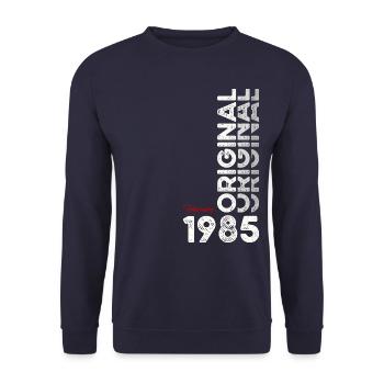 Cadeau d'anniversaire 40 ans Homme Original Février 1985 - Sweat-shirt Unisexe - marine - Devant - Alina (178cm) & Michal (187cm)