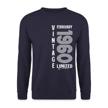 65th Birthday Gift Husband Original February 1960 - Unisex Sweatshirt - navy - Front - Alina (178cm) & Michal (187cm)
