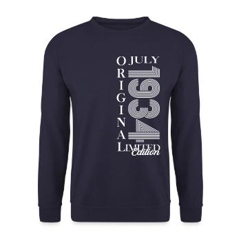 90e anniversaire Original juillet 1934 Né en 1934 - Sweat-shirt Unisexe - marine - Devant - Alina (178cm) & Michal (187cm)