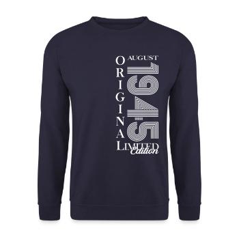 80th Birthday Original August 1945 Cassette 1945 - Unisex Sweatshirt - navy - Front - Alina (178cm) & Michal (187cm)