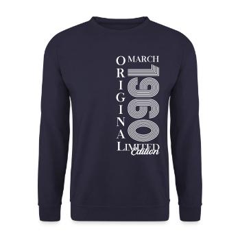 65th Birthday Gift Husband Original March 1960 - Unisex Sweatshirt - navy - Front - Alina (178cm) & Michal (187cm)