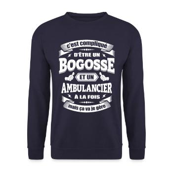 BOGOSSE ET AMBULANCIER - Sweat-shirt Unisexe - marine - Devant - Alina (178cm) & Michal (187cm)