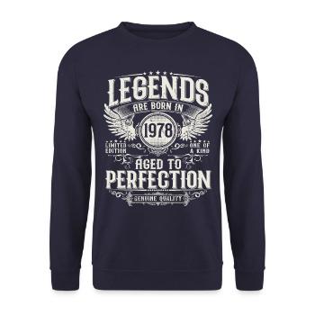 Né en 1978 Legends Cadeau d’anniversaire - Sweat-shirt Unisexe - marine - Devant - Alina (178cm) & Michal (187cm)