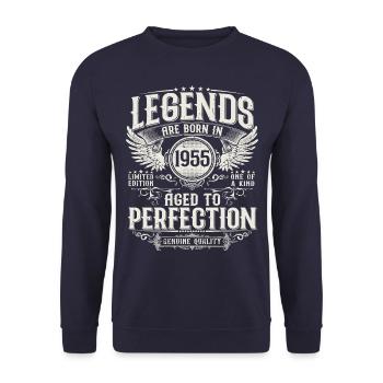 Millésime 1955 Born Legends Cadeau d’anniversaire - Sweat-shirt Unisexe - marine - Devant - Alina (178cm) & Michal (187cm)