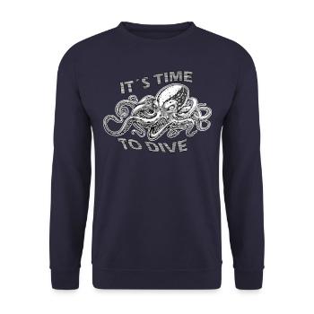 Octopus - it´s time to dive - Unisex Pullover - Navy - Vorne - Alina (178cm) & Michal (187cm)