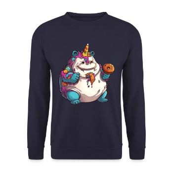 Unicorn, fat and overweight unicorn rainbow - Unisex Sweatshirt - navy - Front - Alina (178cm) & Michal (187cm)