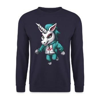 Grim Unicorn Design - Mystical Magic - Sweat-shirt Unisexe - marine - Devant - Alina (178cm) & Michal (187cm)