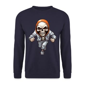 Crâne dans la conception de combinaison de jogging - Sweat-shirt Unisexe - marine - Devant - Alina (178cm) & Michal (187cm)