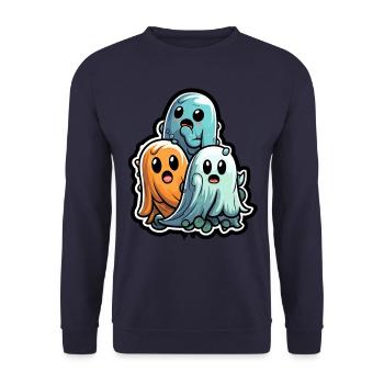 Sugary Ghost Trio Halloween Ghosts - Unisex Sweatshirt - navy - Front - Alina (178cm) & Michal (187cm)