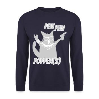  coole Katze Heavy Metal - Unisex Pullover - Navy - Vorne - Alina (178cm) & Michal (187cm)