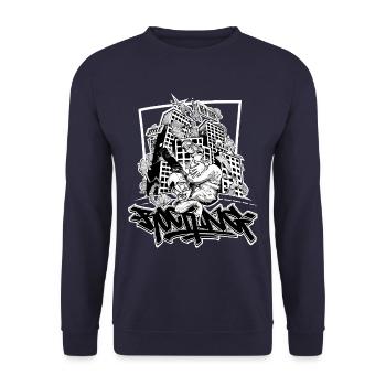 Breakdance B-Boy Streetdance Design Hip Hop Dance - Unisex Pullover - Navy - Vorne - Alina (178cm) & Michal (187cm)