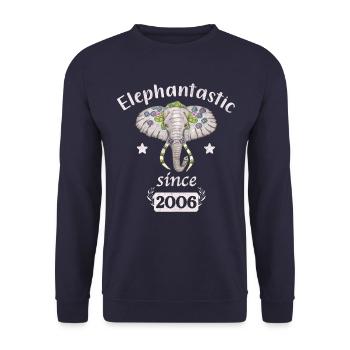 Elephantastic since 2006, elephant head decorated - Unisex Sweatshirt - navy - Front - Alina (178cm) & Michal (187cm)