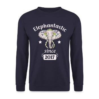 Elephantastic since 2017, elephant head decorated - Unisex Sweatshirt - navy - Front - Alina (178cm) & Michal (187cm)