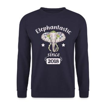 Elephantastic since 2018 Elephant head decorated - Unisex Sweatshirt - navy - Front - Alina (178cm) & Michal (187cm)