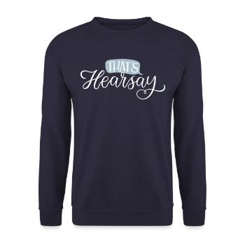 That's Hearsay White Lettering - Unisex Pullover - Navy - Vorne - Alina (178cm) & Michal (187cm)
