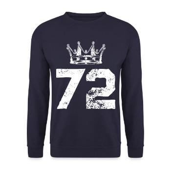 72 Zahl Krone - Unisex Pullover - Navy - Vorne - Alina (178cm) & Michal (187cm)
