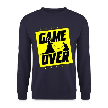 Hochzeit Game Over Junggesellenabschied - Unisex Pullover - Navy - Vorne - Alina (178cm) & Michal (187cm)