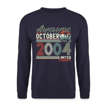 Awesome October 2004 18th Birthday Gift - Unisex Sweatshirt - navy - Front - Alina (178cm) & Michal (187cm)