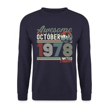 Awesome Oktober 1978 44. Geburtstag Geschenk - Unisex Pullover - Navy - Vorne - Alina (178cm) & Michal (187cm)