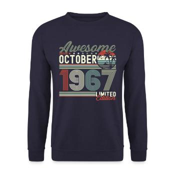 Awesome October 1967 55th Birthday Gift - Unisex Sweatshirt - navy - Front - Alina (178cm) & Michal (187cm)