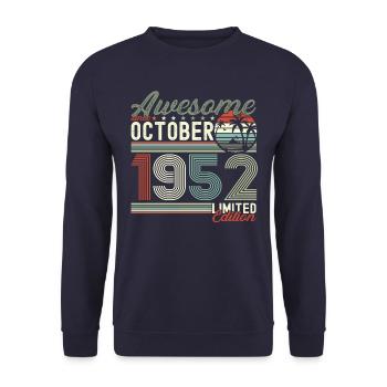 Awesome October 1952 70th Birthday Gift - Unisex Sweatshirt - navy - Front - Alina (178cm) & Michal (187cm)