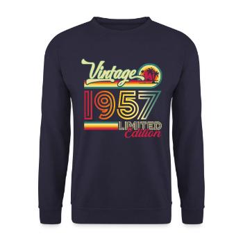 Original vintage 1957 65th birthday gift - Unisex Sweatshirt - navy - Front - Alina (178cm) & Michal (187cm)