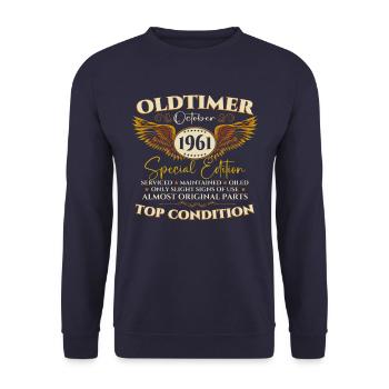Oldtimer October 1961 61st birthday gift - Unisex Sweatshirt - navy - Front - Alina (178cm) & Michal (187cm)