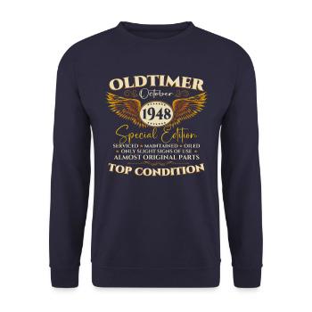 Oldtimer Octobre 1948 Cadeau du 74e anniversaire - Sweat-shirt Unisexe - marine - Devant - Alina (178cm) & Michal (187cm)