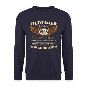 Oldtimer October 1968 54th birthday gift - Unisex Sweatshirt - navy - Front - Alina (178cm) & Michal (187cm)