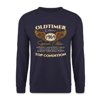 Oldtimer October 1969 53rd birthday gift - Unisex Sweatshirt - navy - Front - Alina (178cm) & Michal (187cm)