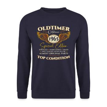 Oldtimer October 1965 57th birthday gift - Unisex Sweatshirt - navy - Front - Alina (178cm) & Michal (187cm)
