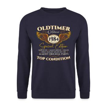 Oldtimer Octobre 1984 Cadeau de 38e anniversaire - Sweat-shirt Unisexe - marine - Devant - Alina (178cm) & Michal (187cm)